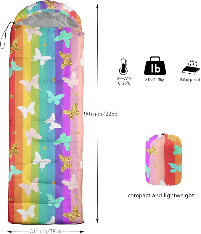 QOOMO Camping Sleeping Bags3 Season Warm &amp Cool WeatherLightweightWaterproof Sleeping Bags for Adults &amp KidsTravelingand OutdoorsCamping Gear Equipment