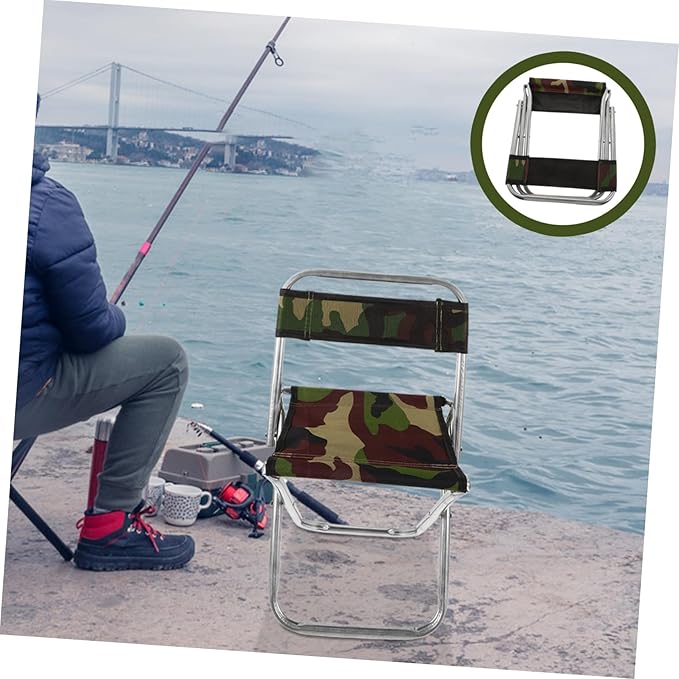 BESPORTBLE Camping Seat Portable Folding Chair Metal Frame Fishing Stool Compact for Storage