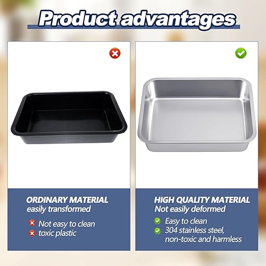 3 Pack Stainless Steel Commercial Bus Tubs Food Grade Meat Processing Tubs Lug Wash Basin Tote Box for Dishwashing Kitchen Restaurant Utility (13 L)