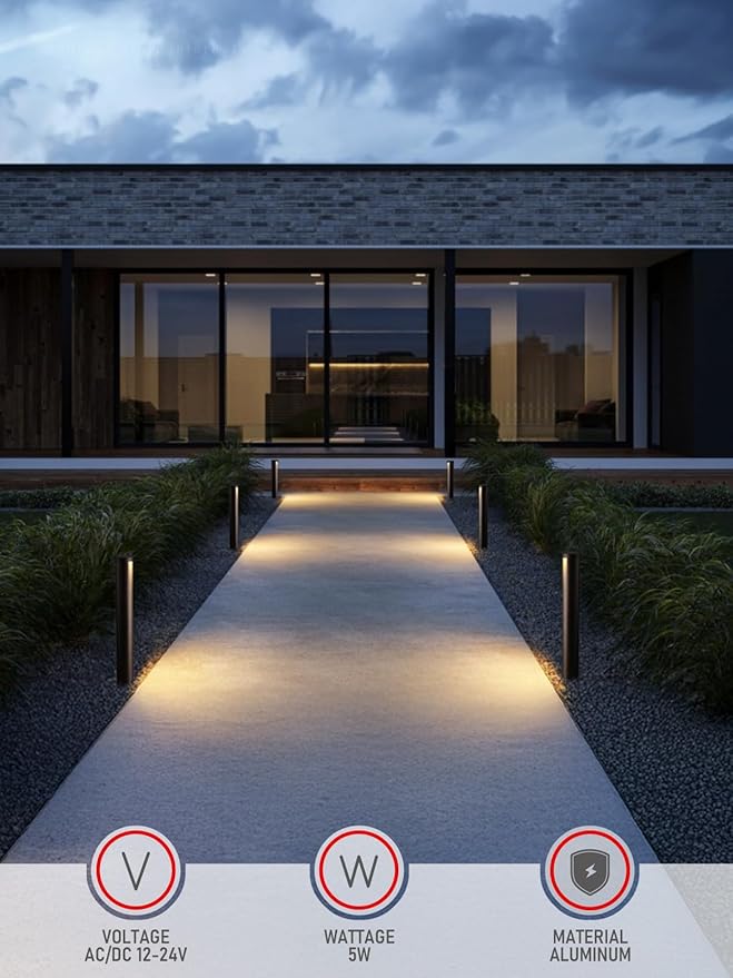 LEONLITE Low Voltage Landscape Lights 5CCT 5W Anti-Glare LED Pathway Lights Die-Casted Aluminum Housing IP65 Waterproof for Outdoor Path Sidewalk Walkway 1800K-5000K ETL Pack of 6