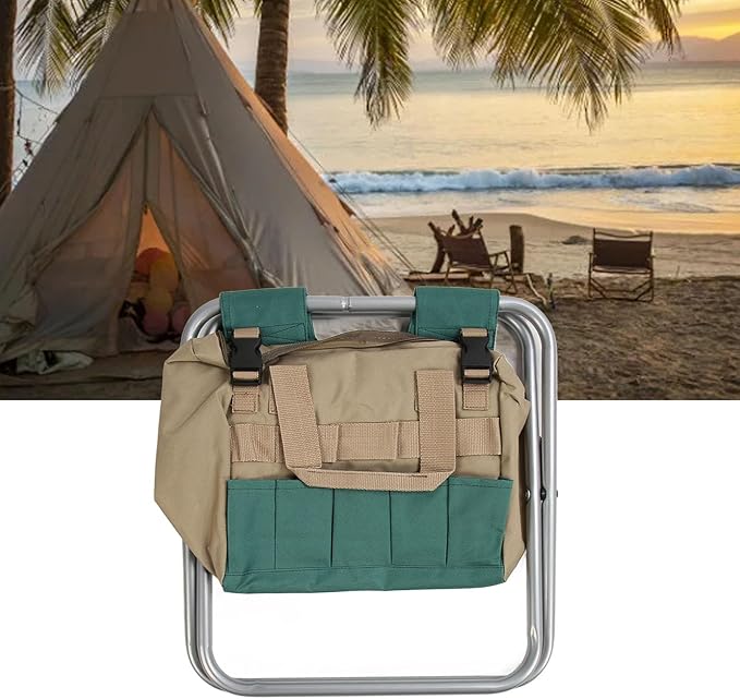 Folding Backpack Stool Multifunctional 600D Oxford Tool Bag with Detachable Seat for Gardening Fishing and Outdoor Camping (Silver)