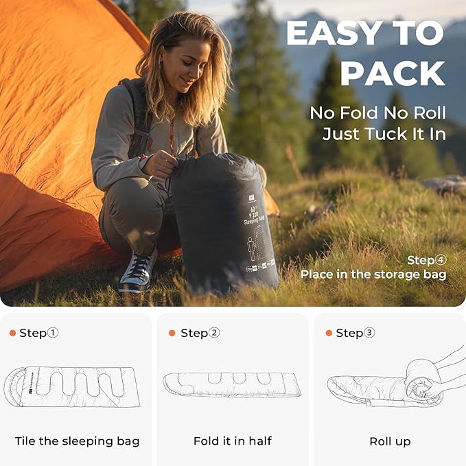 Sleeping Bags for Adults Warm WeatherBackpacking Compact Lightweight Camping Sleeping Bag with Compression Sack for KidsCamping Essentials Gear for HikingTravelClimbOutdoor Indoor