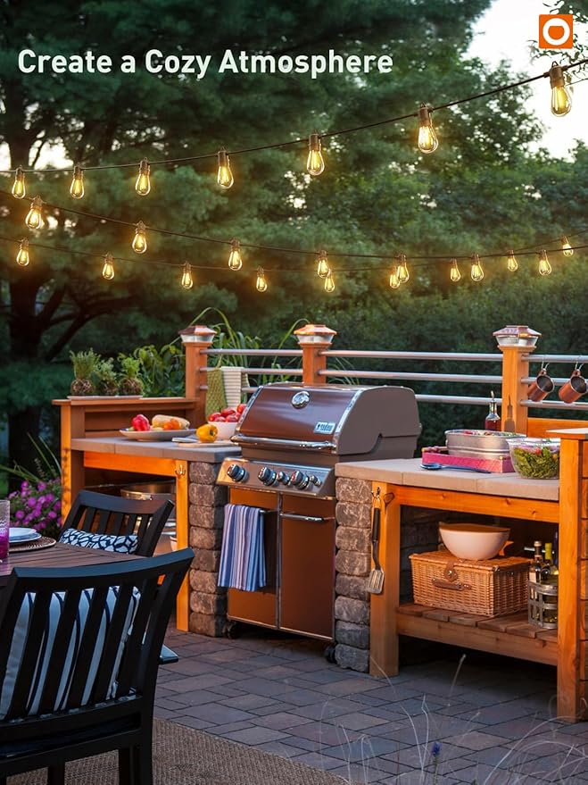addlon 100FT LED Outdoor String Lights Remote Dimmable Patio Lights with Timer &amp 3 Lighting Modes 32 Shatterproof Edison Bulbs Waterproof Connectable String Lights for Outside Backyard Porch Pa