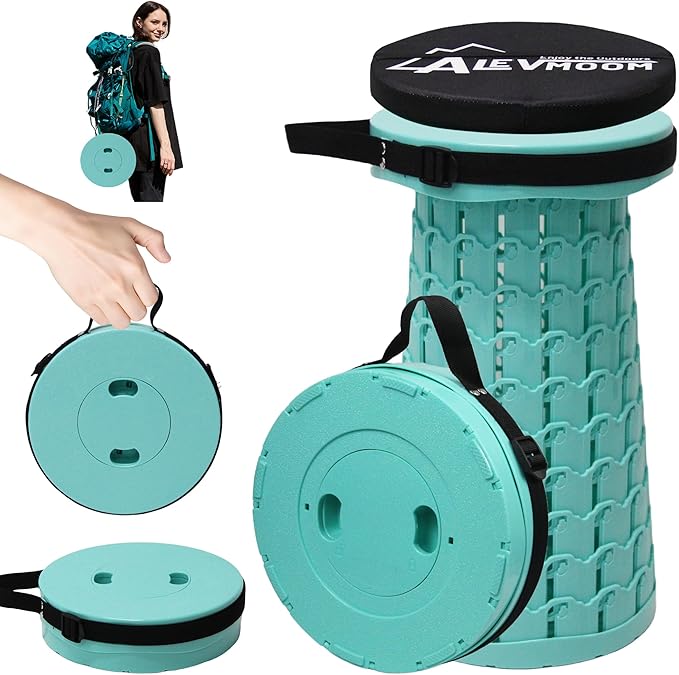 ALEVMOOM Upgraded Collapsible Stool with Cushion600LBS Max Weight18.1 Height AdjustableSturdy Portable Telescoping StoolFolding Camping Stool for Outdoor Hiking Travel