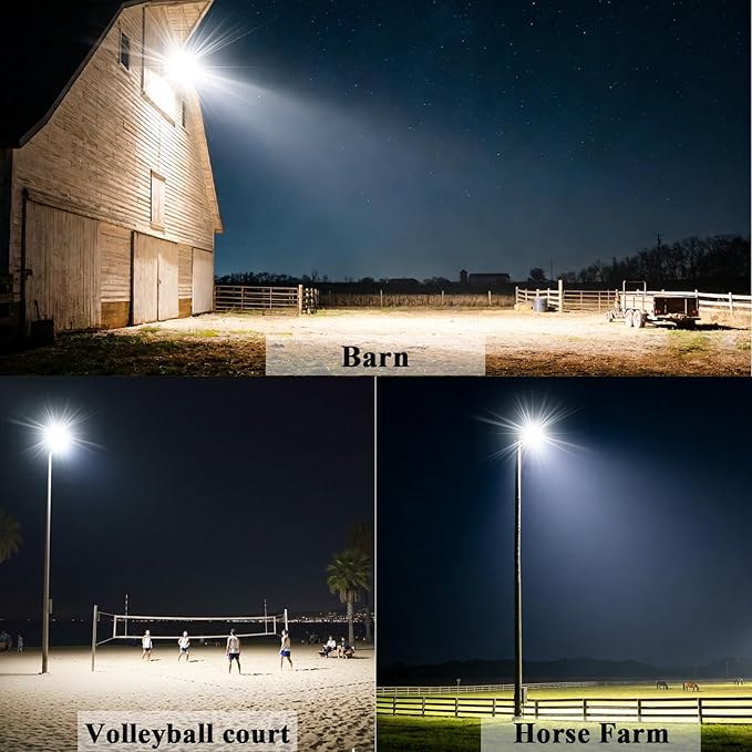 200W LED Flood Light Outdoor 28000LM Stadium Lights Outdoor LED 6500K Parking Lot Light IP67 Waterproof Street Lights Adjustable Angle Arena Lighting for Garden Court