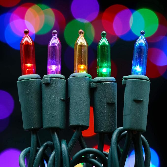 200 Count Multicolor LED Christmas Lights 66 ft Green Wire UL Certified Commercial Grade Holiday String Light Set (Multicolor)