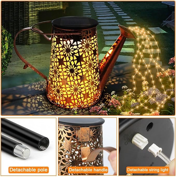 Forlivese 2PCS Solar Watering Can with LightsOutdoor Decorations with Hanging Solar Garden Lights with Bracket Waterproof Watering Can Landscape Light for Patio Gardening Pathway 36LED