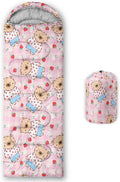 Cute Bear Sleeping Bag for Girls KidsKawaii Milk Tea Waterproof Portable Camping Bag3 Season Warm Cool Weather Lightweight Compact Camping Essentials Gear for Travelling Hiking Yellow