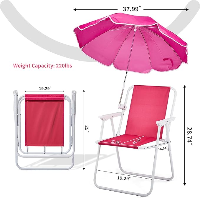 Outvita Beach Chair with Umbrella Outdoor Folding Chair High Strength Cleanable Fabric Lightweight and Waterproof for Sand Camping Lawn Concert Travel Festival BlueHeavy Duty Supports 220lbs