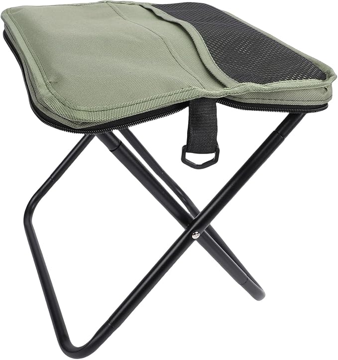 Ymiko Mini Folding Stool Portable Compact Stool with Double Storage Bags and Reinforced X Frame for Outdoor Camping Fishing Picnicking Travel
