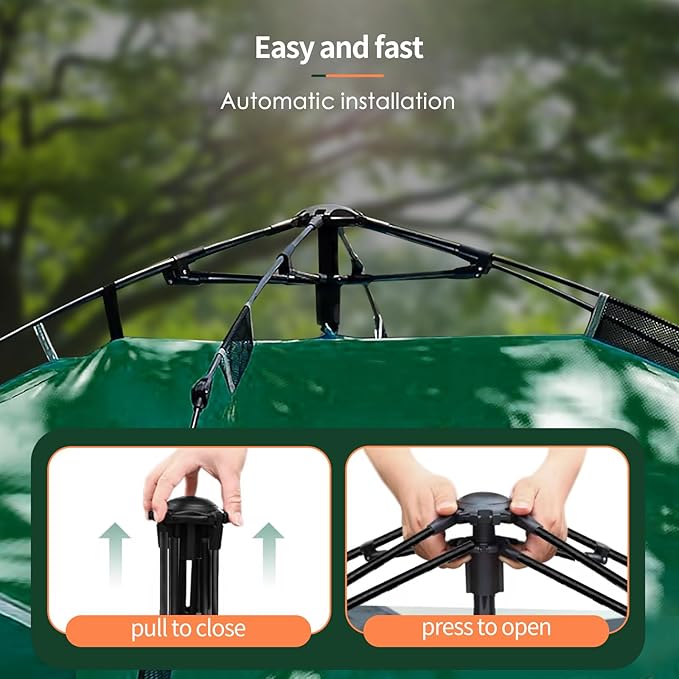 3-in-1 Instant Pop Up Tents for Camping 2/4/6 Person Camping Tent60s Automatic Quick Easy Setup Tent Waterproof Stand Up Family Tents for CampingOutdoor HikingBeach