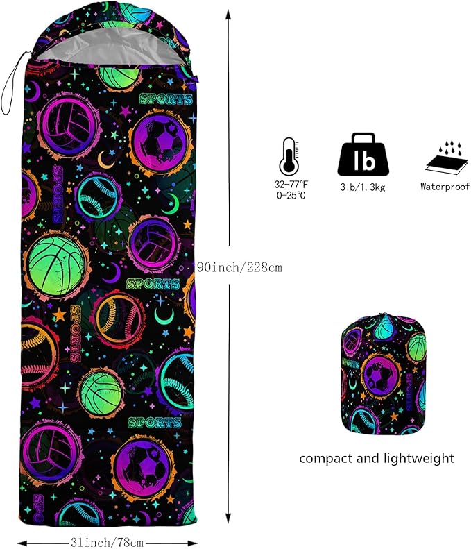 Sea Turtle Sleeping Bag for Kids Boys GirlsOcean Themed Camping GearWaterproof Compact Sleeping Bag for Camping Backpacking Outdoor Hiking.