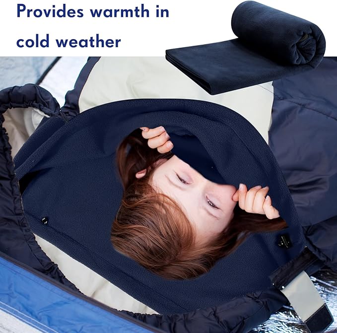 Mixweer 3 Pcs Fleece Sleeping Bag Liner for Adult Warm or Cold Weather 75 Adds 12 Degrees Fahrenheit More Warmth Zippered Camping Blanket Liner with Bag for Adult Travel
