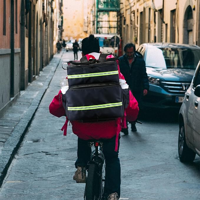 Extral Large Food Delivery Backpack17x17x16 Insulated Pizza Delivery Backpack fits 14'' 16'' Pizzas Motorcycle Food Delivery Bag for Bike with 4 Pockets for Uber Eats Doordash