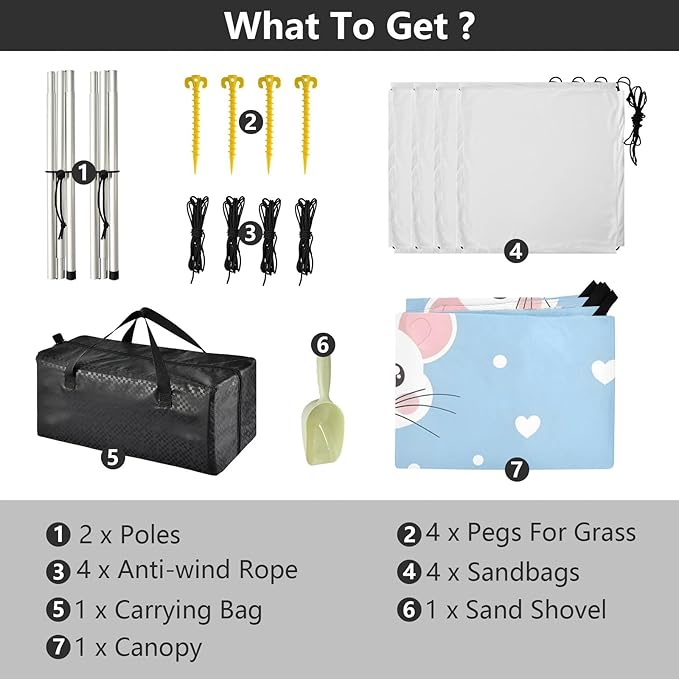 Cute Cartoon Mouse Camping Sun Shelter Beach Tent Portable Beach Sun Shade Outdoor Canopy for Camping Trips Fishing Picnic