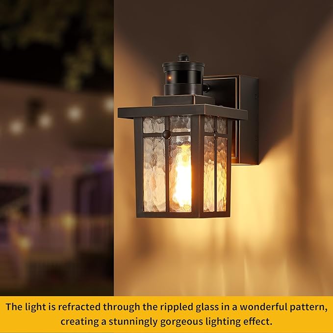 Porch Lights with GFCI OutletDusk to Dawn Motion Sensor Outdoor Lights3 Lighting Modes Black Front Door LightWaterproof Exterior Light FixtureOutside Wall Lamp for House Patio Garage