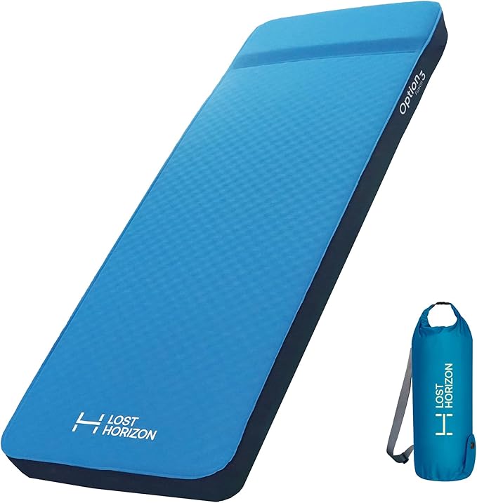 LOSTHORIZON Air &amp Foam Camping Mattress Self-Inflating Sleeping Pad 3 Thick with Pump Sack Single