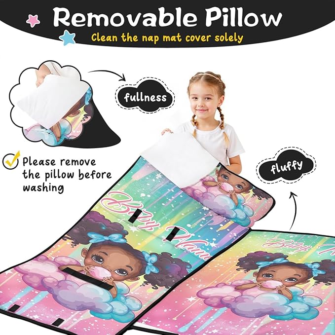 Toddler Sleeping Bag with Blanket &amp Pillow – Personalized Roll-Up Nap Mat with Custom Name for Kids
