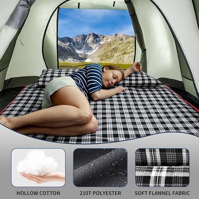ShinHye Double Sleeping Bag for Adults with 2 Pillows Camping Sleeping Bags Flannel Cotton 2 Person Sleeping Bags XXL Queen Size Sleeping Bag for Cold Weather