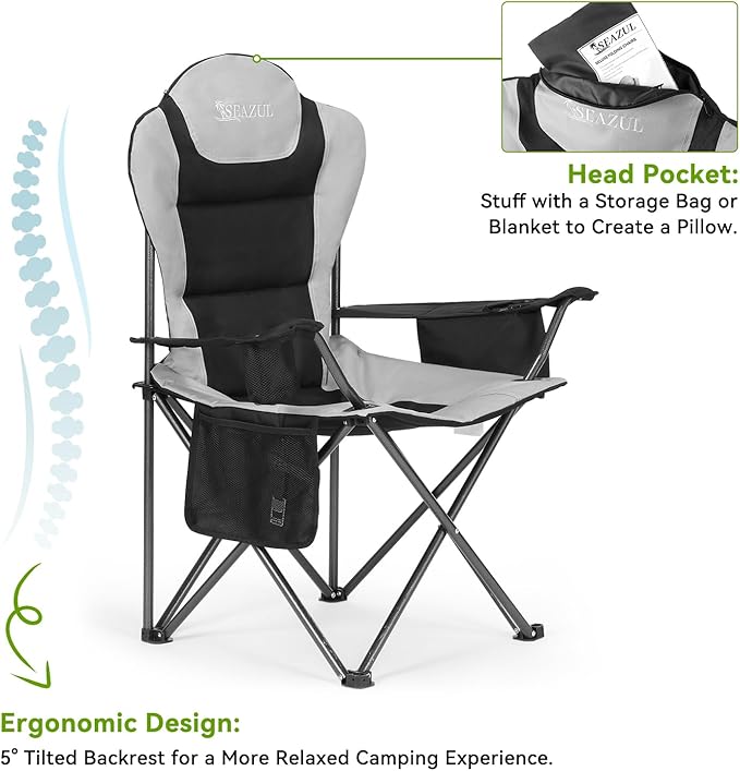 Camping Chairs for Adults Heavy Duty Camping Chairs 2 Pack Folding Chairs for Outside Support 380 LBS Portable Travel Outdoor Camp Chair with Cup Holder &amp Cooler Bag Sports Chairs for Basebal