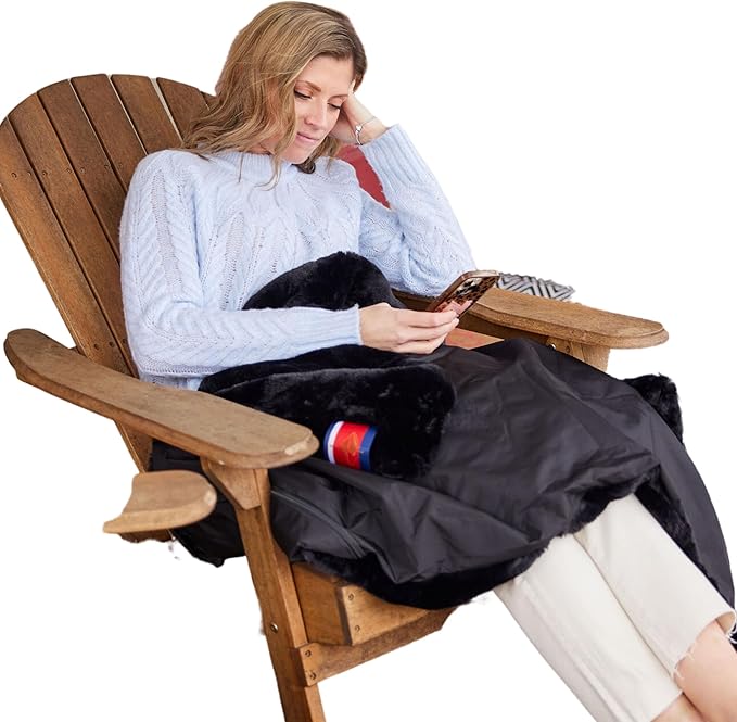 Pretty Rugged Faux Mink Luxe Customizable Long Lap Blanket Waterproof and Reversible Machine Washable Fuzzy Throw Black
