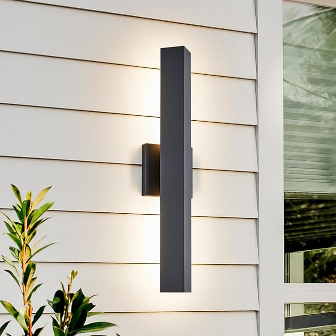 Modern Minimalist Outdoor Waterproof LED Wall Sconce with Built-in 20W LED Warm White Light Source Fully Sealed V-Shaped Aluminum Cover Can Be Mounted Outdoors or Indoors at Any Angle.
