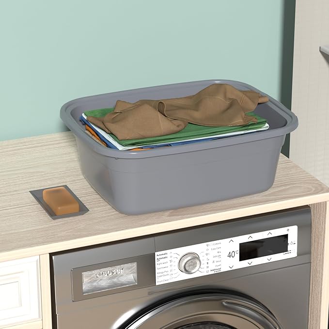 12 Quart Plastic Dish Tubs Grey Wash Basin 4 Packs