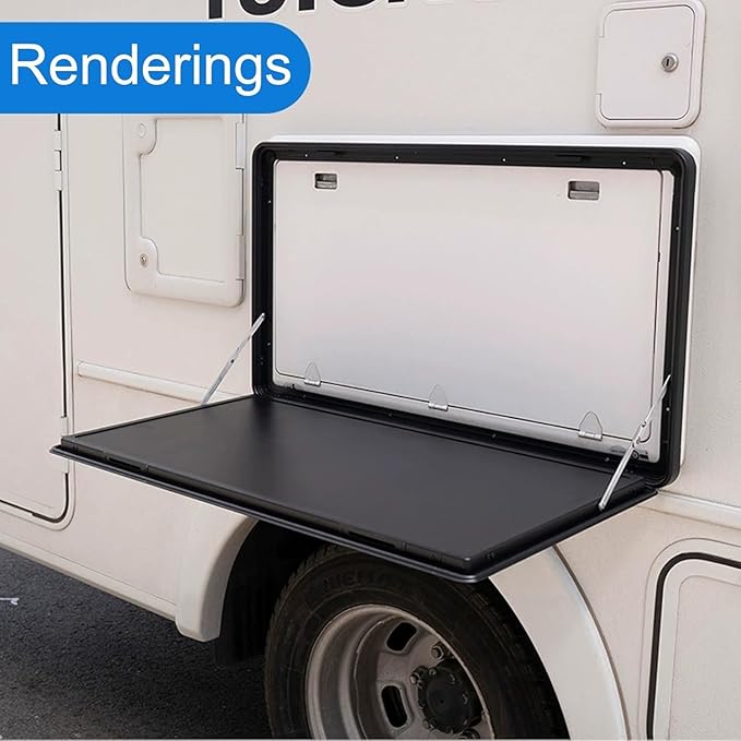 Lockable Wall-Mounted Picnic Table - Portable RV Folding Table for Campervans Trailers &amp Caravans Waterproof Lightweight Outdoor Camping Table (White 80x45cm)