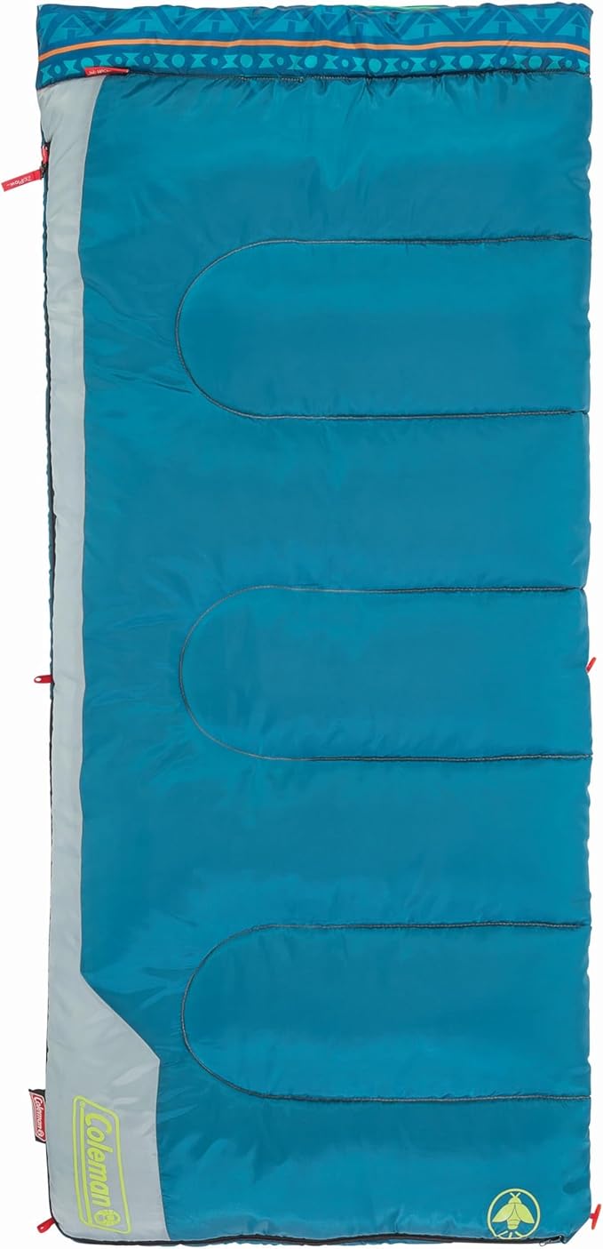 Coleman Kids 50°F Sleeping Bag Comfortable Youth Sleeping Bag for Sleepovers &amp Camping Fits Children up to 5ft Tall Glow in The Dark Design Stuff Sack Included Machine Washable
