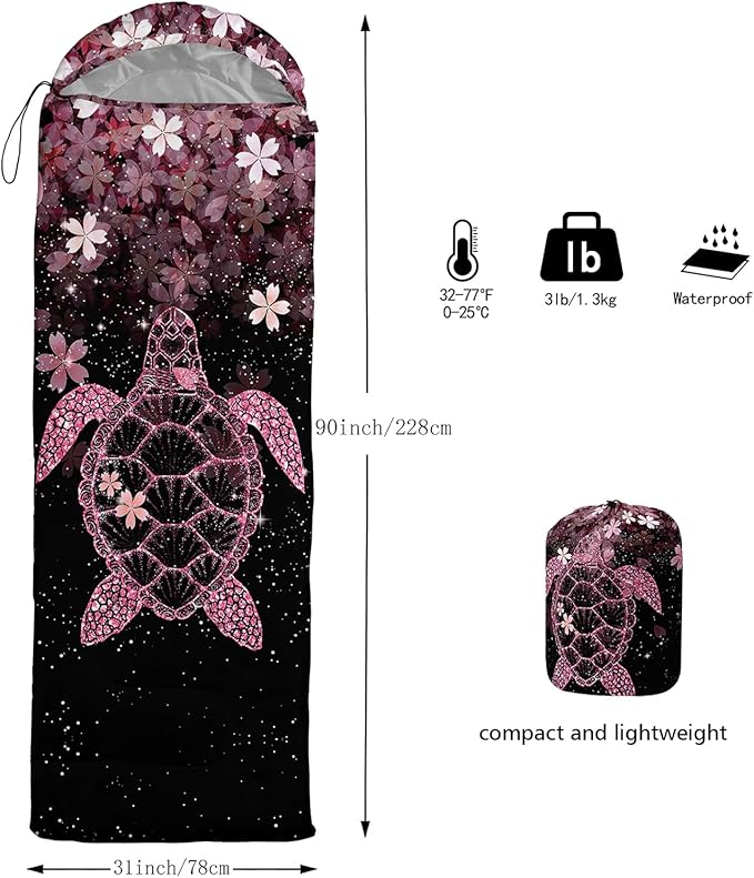 QOOMO Axolotl Cute Camping Sleeping Bags3 Season Warm &amp Cool WeatherLightweightWaterproof Sleeping Bags for Adults &amp KidsTravelingand Outdoors