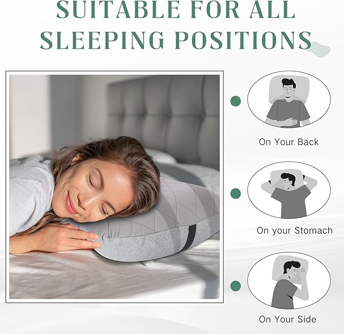2 Pack Inflatable Travel Camping Pillow with Removable Cover Backpacking Blow up Neck Air Pillow Compressible for Lumbar Support Travel Hiking(BlackGrey)