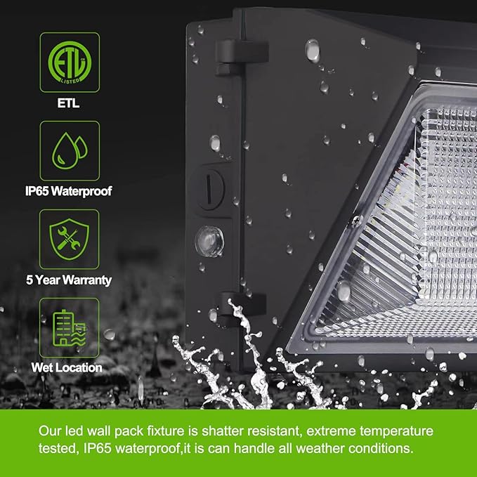 120W LED Wall Pack with Dusk to Dawn Photocell15600Lm 5000K Repalces 800W HPS/HID LightCommercial and Industrial Outdoor Security LightingLED Wall Pack Light for Parking LotWarehouse2 Pack