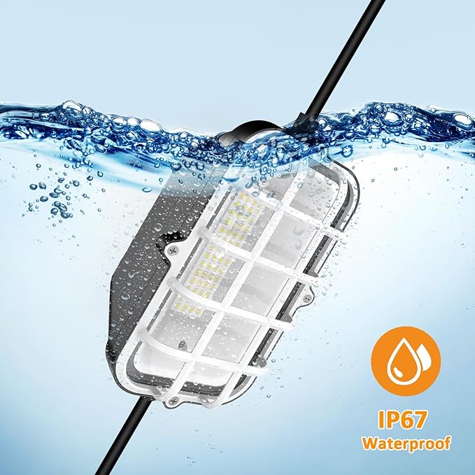 100ft LED Construction String Lights 150W 15000LM Waterproof IP67 Led String Work Lights Construction Temporary Lights (100ft-10lights).