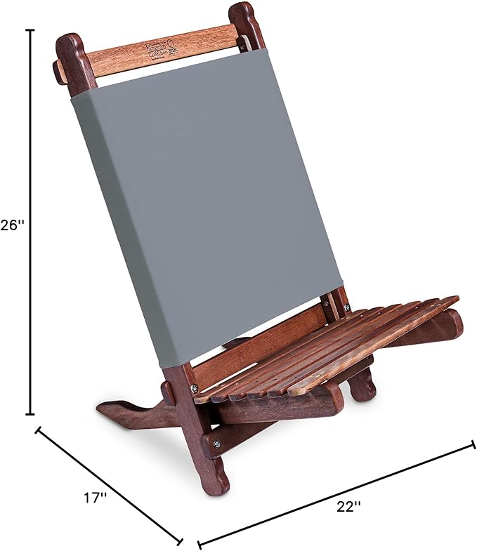 BYER OF MAINE Pangean Lounger Chair – Portable Lightweight Foldable Wood and Canvas Chair – Ideal for Camping Patio Lawn and Beach Use in Granite