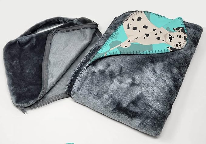 Caroline's Treasures MLM1033TBLT Dalmatian Soft Travel Blanket with Bag Airplane Blanket Indoor Outdoor Camping Blanket for Traveling Picnics Beach Trips Concerts