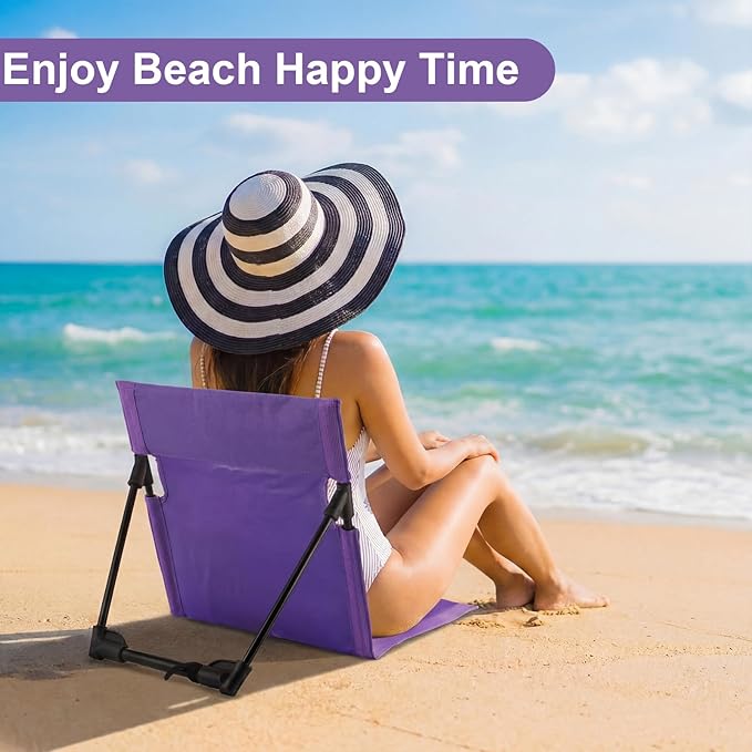 Karenhi 2 Pcs Foldable Poolside Chairs Portable Beach Chair Folding Poolside Chairs for Edge of Pool for Adults Traveling Camping Picnic Lawn Accessories (Purple)