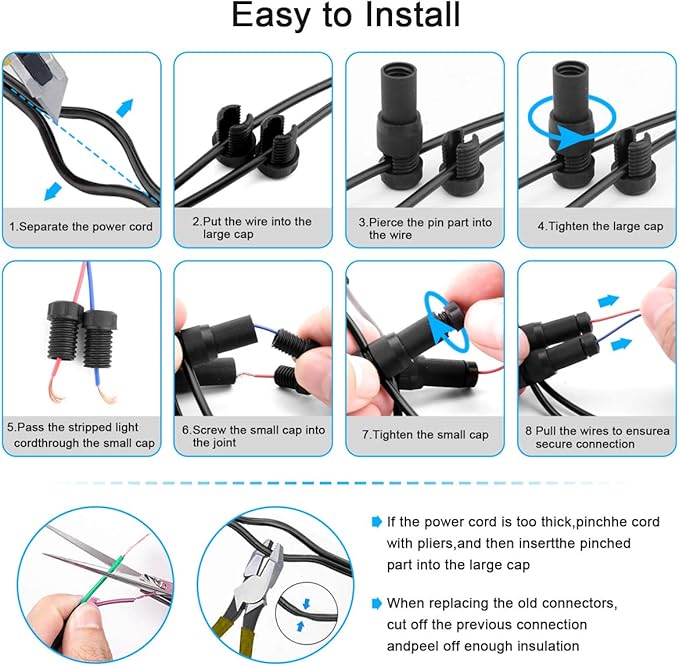 iCreating 60 Pack Low Voltage Wire Connector Landscape Lighting Connectors Waterproof Low Voltage Connector 12-20 Gauge Landscape Light Connectors for Landscape Lighting Path Lights