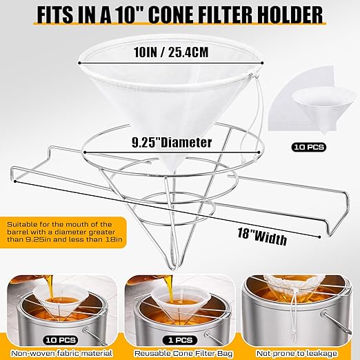 36 x 24 x 6 Inch Maple Syrup Evaporator Pan 22.5 GAL with 10” Cone Filter Holder Stand 10 Cone Filter Paper a Thermometer Stainless Steel Maple Syrup Pan Boiling for Home Outdoor(1-tier)
