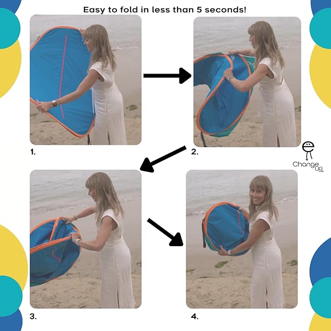 Pop-Up Changing Tent Original 50inch– Blue &amp Orange Portable Privacy Pod for Kids | Lightweight Easy-Fold Changing Room for Beach Dance Travel – Ideal for Ages 2–10