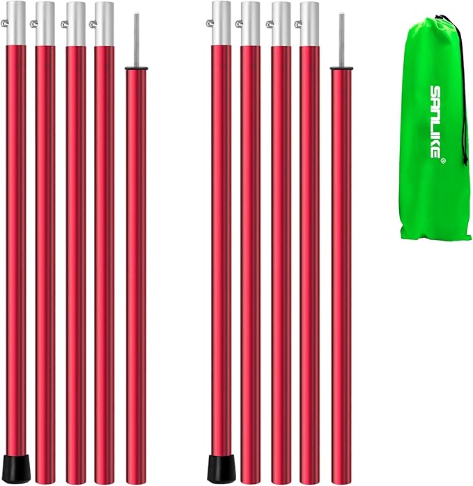 SAN LIKE Aluminum Tent Poles for Tarp - 75inch Adjustable Collapsible Poles for Awnings Canopy Rain Fly Shelter - 2 Sets (5 Sections)