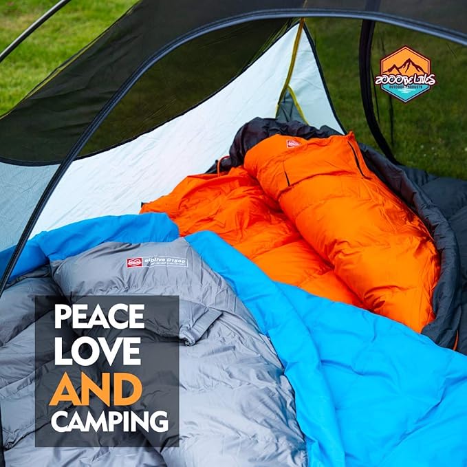 ZOOOBELIVES 10 Degree Down Sleeping Bag for Adults 4-Season Cold-Weather Mummy Bag Roomy Fit 550+ Fill Power Warmth Lightweight &amp Compressible for Car Camping Backpacking &amp Hunting - Alpl