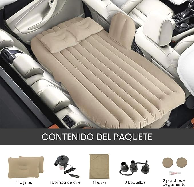 Camping Inflatable Mattress Multifunctional Car Inflatable Mattress Flocking PVC Pressure-Resistant Car Back Seat Sleeping Pad Outdoor Camping Sofa Bed