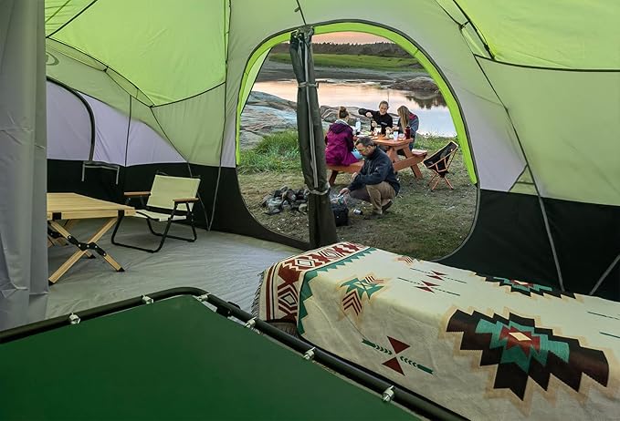UNP Camping Tent 10-Person-Family Tents Parties Music Festival Tent Big Easy Up 5 Large Mesh Windows Double Layer 2 Room Waterproof Weather Resistant 18ft x 9ft x78in