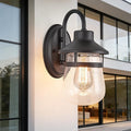 Classic Outdoor Porch Lights Wall Mounted Textured Black Clear Seeded Glass Waterproof and Anti-Rust Exterior Lights for Patio Yard House Hallway Doorway and Garage.