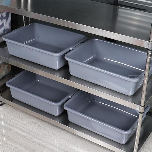 4 Packs 23 L Restaurant Plastic Bus Tubs Commercial Bus Box Bins Gray