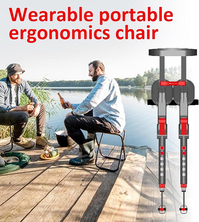 Wearable Chair - Portable Folding Invisible Seat Adjustable Chairless Leg Brace | Ergonomic Outdoor Fishing Stool 3-levell Adjustable Wearable Seat Suitable for Barbers Chefs and Work Flexibility