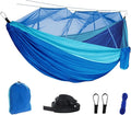RANIT Camping Hammock with Net 210T Parachute Nylon FabricSingle Lightweight Portable HammocksParachute Hammock for Camping Outdoor Backyard BackpackingHiking (Blue)