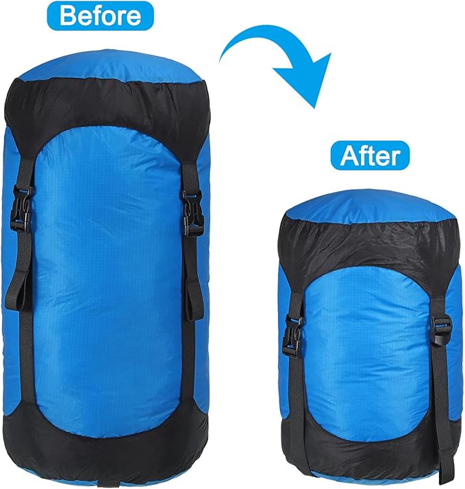 PATIKIL Compression Stuff Sack 8L Waterproof Sleeping Bag Lightweight Compression Storage Sack for Backpacking Camping Blue