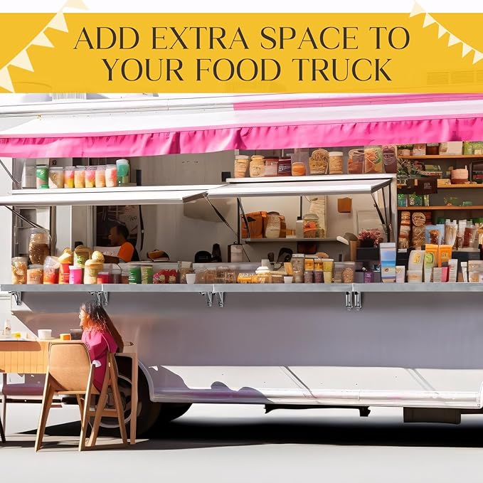 Stainless Steel Folding Shelf Wall Mounted Commercial Concession Serving Shelf for Food Truck Trailer Window Kitchen Restaurant Garage Utility Room(16x24)