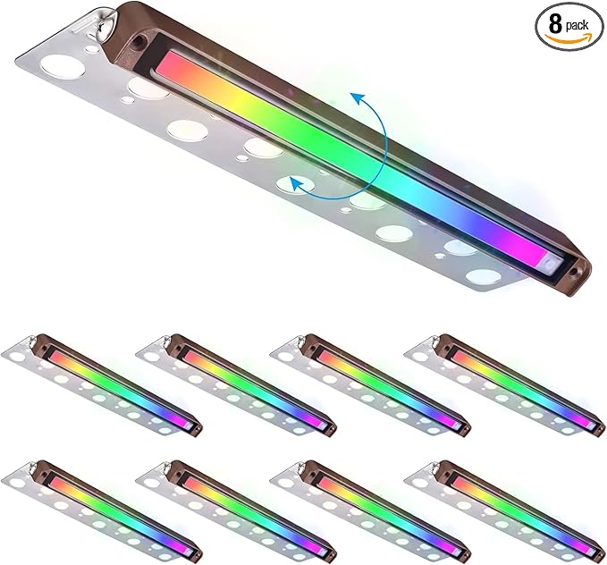 LEONLITE 8-Pack Premium Series RGB 12 Inch 5W LED Retaining Wall Lights Swivel Color Changing Hardscape Lighting Low Voltage 12V-24V AC/DC LED Landscape Hardscape Paver Light Outdoor Step Light ETL